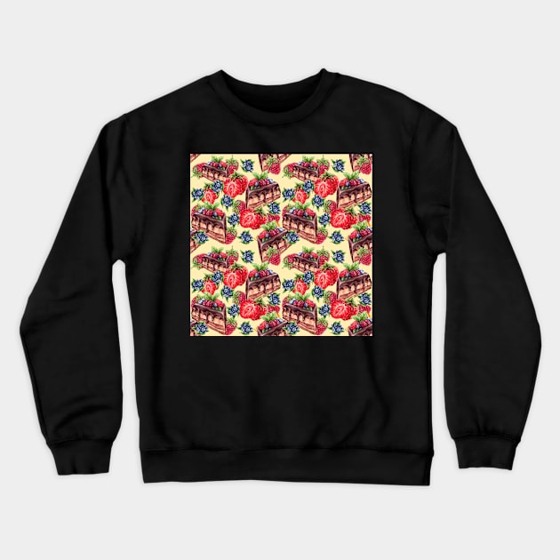 cake with chocolate and berries Crewneck Sweatshirt by lisenok